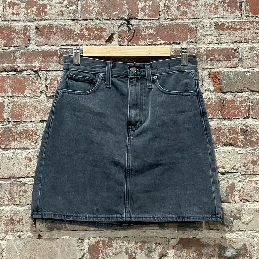 NWOT Madewell Rigid‎ Denim High-Waist Straight Mini Skirt Size 24